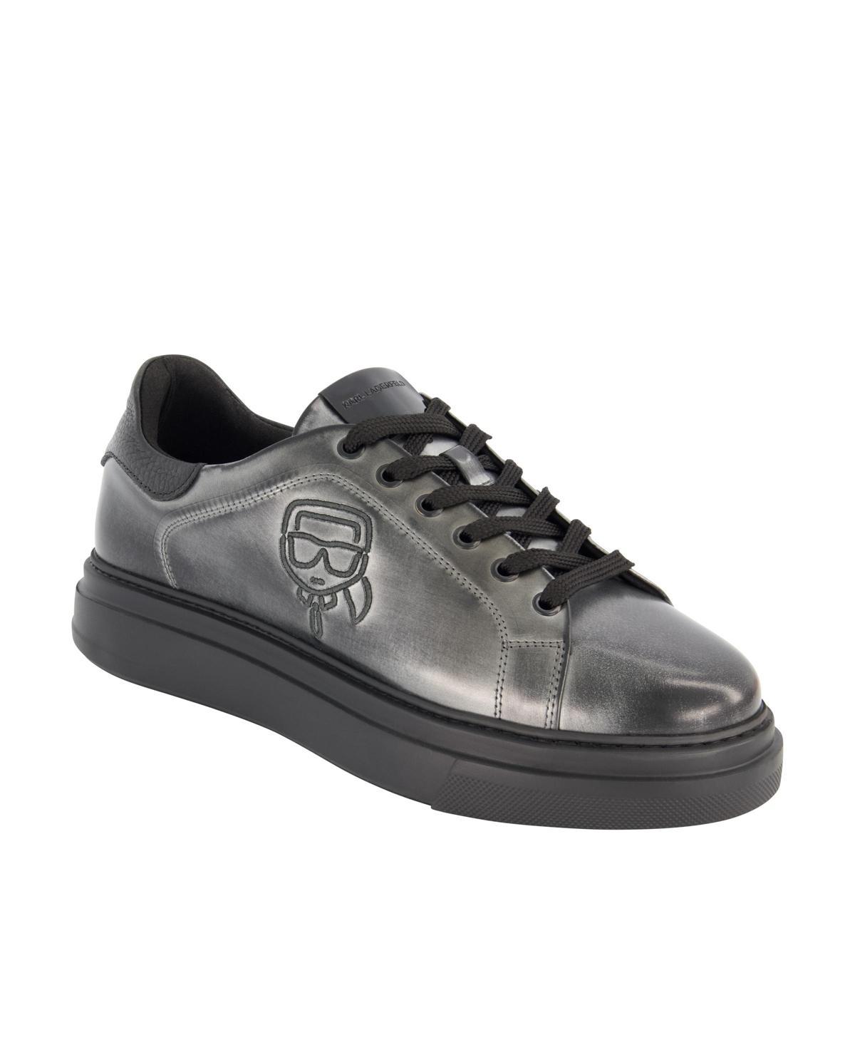 Karl Lagerfeld Paris Mens White Label Metallic Leather Karl Head Profile Sneakers Product Image