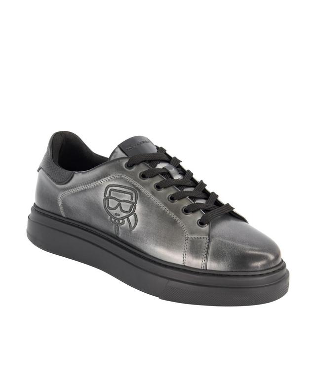 Karl Lagerfeld Paris Mens Metallic Leather Karl Head Profile Sneakers Product Image