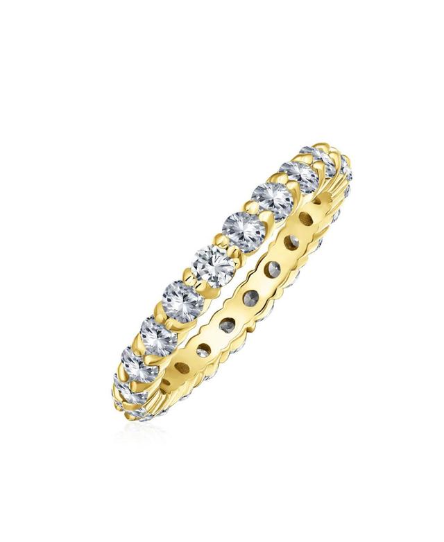 Bling Jewelry Cubic Zirconia Stackable Cz Eternity Thin 3MM Band Ring For Women Sterling Silver Product Image