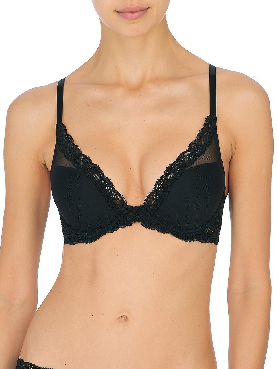 Womens Feathers Lace Contour Underwire Plunge Bra 730023 Product Image