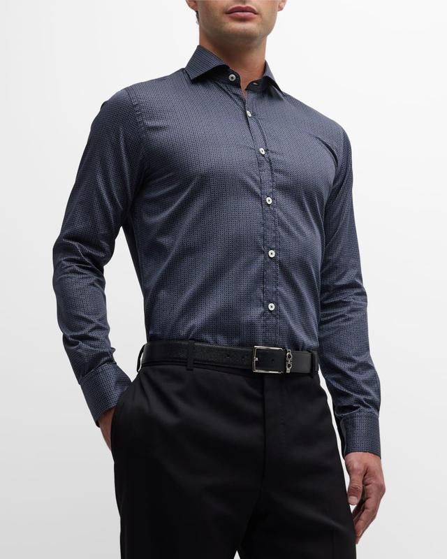 Mens Tonal-Printed Cotton Sport Shirt Product Image