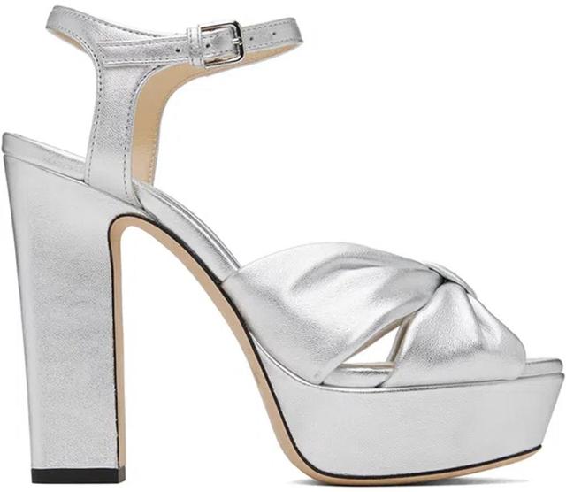 Heloise Leather Platform Sandals In Silver Product Image