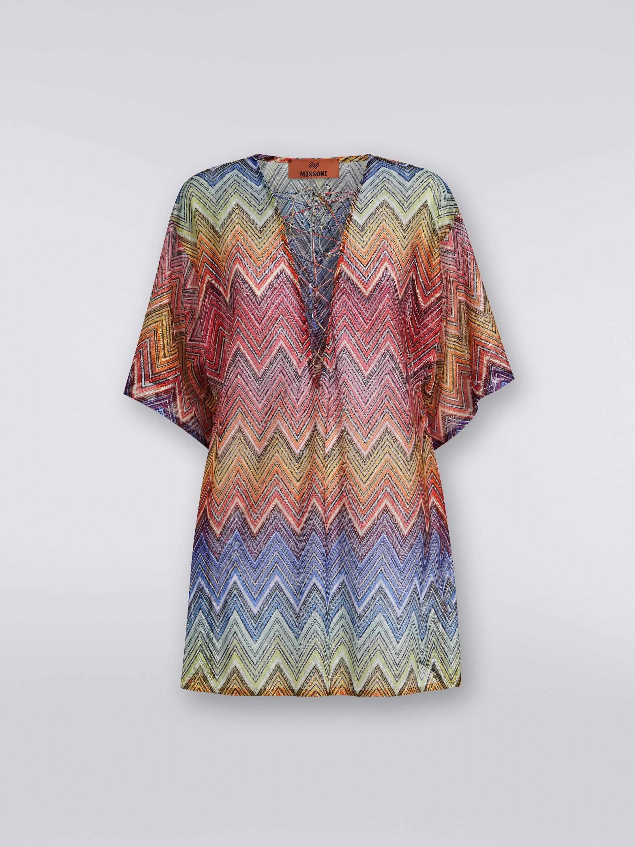 Short zigzag print cover up kaftan Product Image