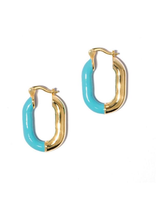 Womens Oval Enamel Hoop Earrings Product Image