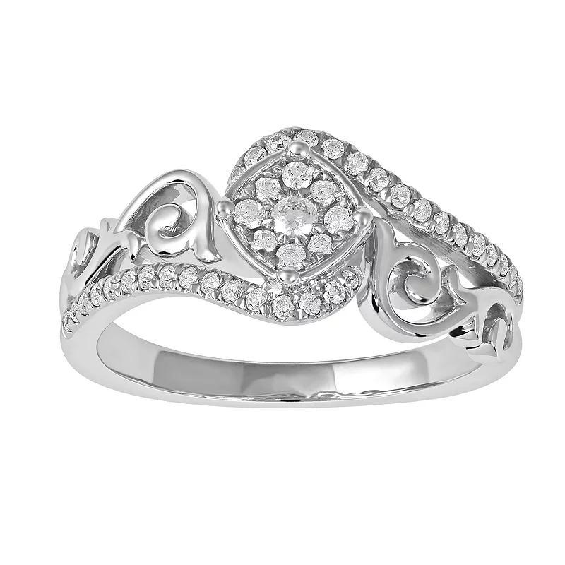 DeCouer Sterling Silver 1/4 Carat T.W. Diamond Bypass Promise Ring, Womens Product Image