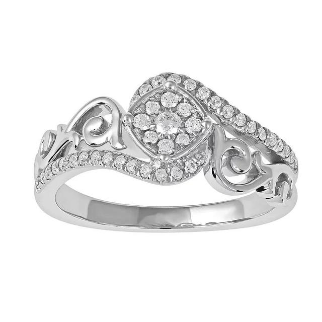 DeCouer Sterling Silver 1/4 Carat T.W. Diamond Bypass Promise Ring, Womens Silver Tone Product Image