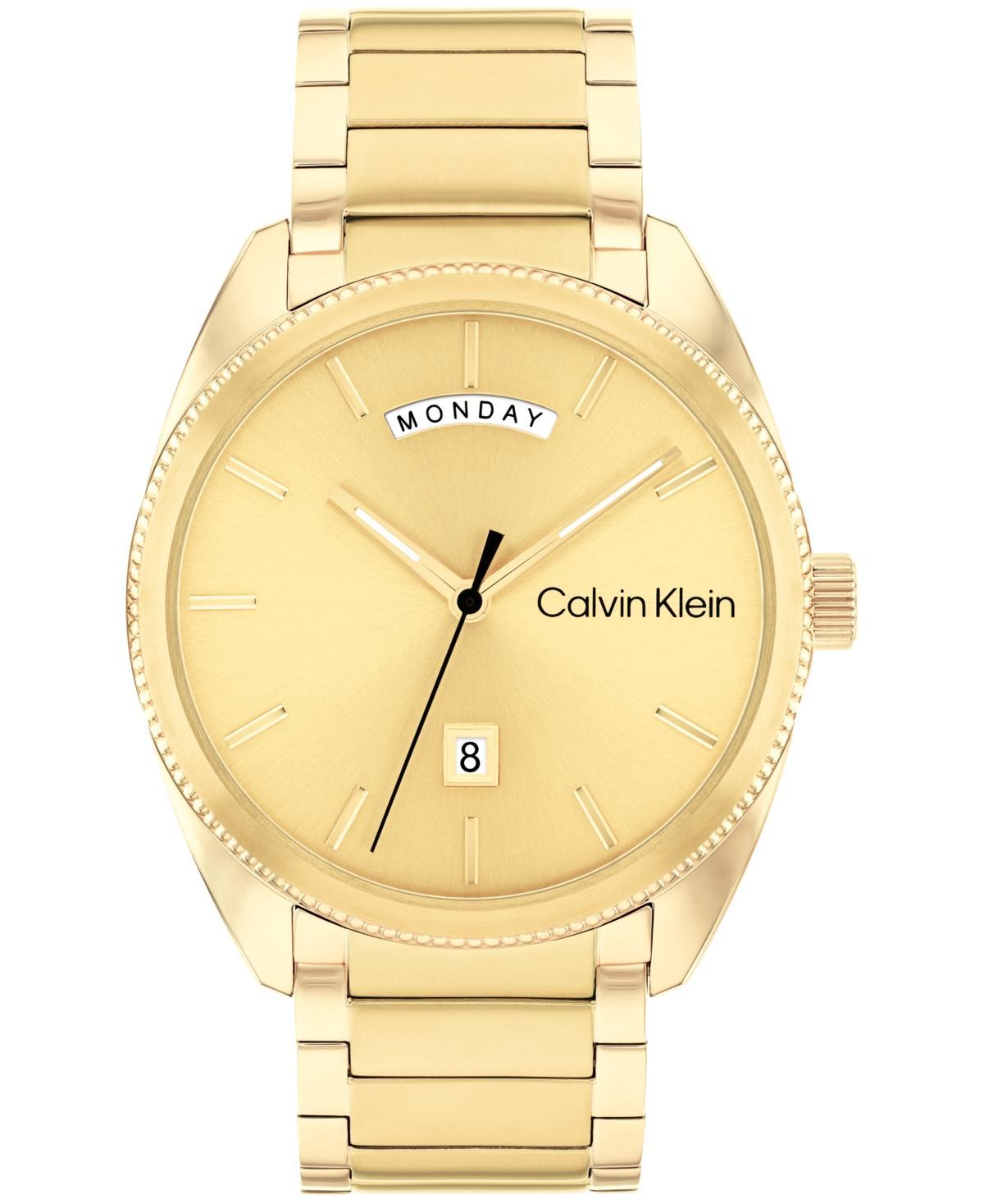 Calvin Klein Mens Sunray Dial Three Link Bracelet Watch - Metallic Product Image