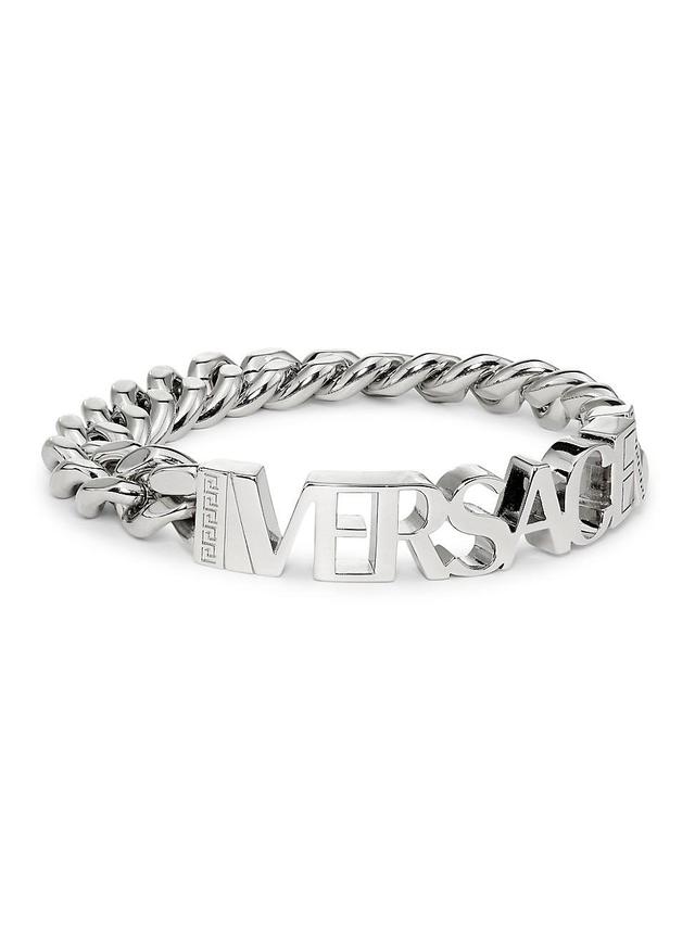 Mens Logo Palladium-Plated Chain Bracelet Product Image