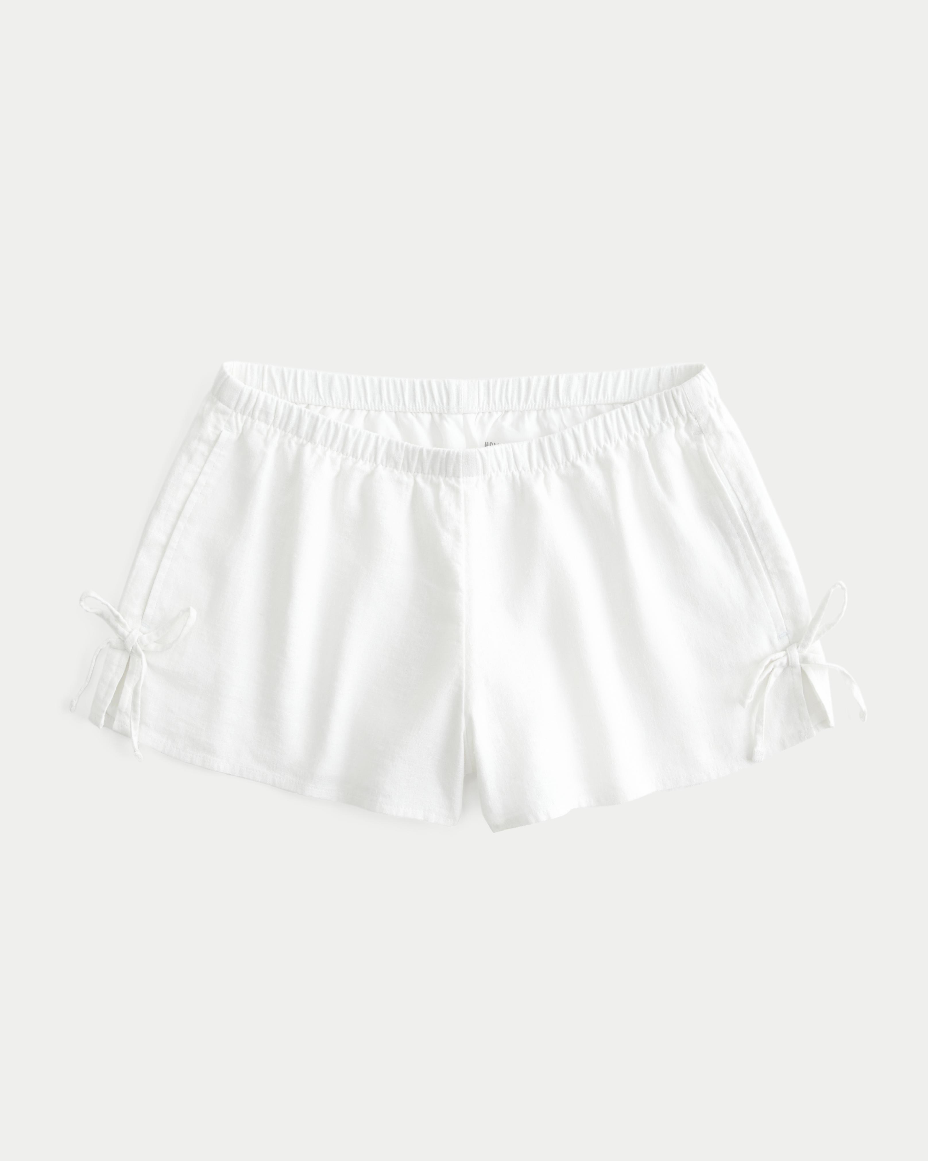 Linen-Blend Side Bow Soft Shorts Product Image