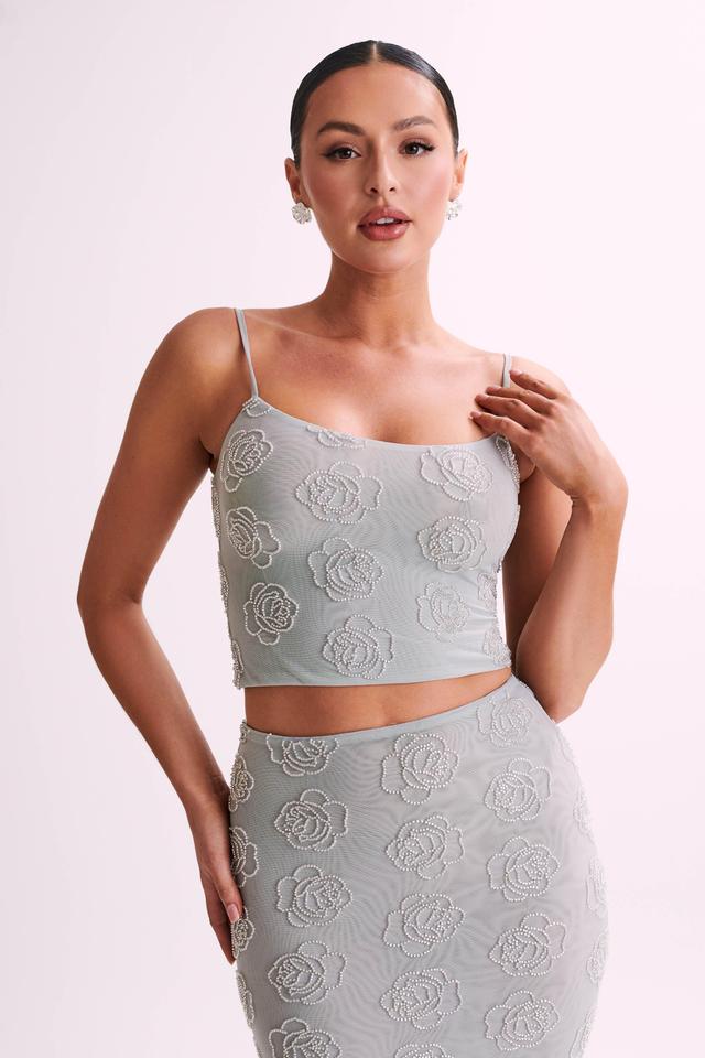 Greta Rose Beaded Camisole - Silver Product Image