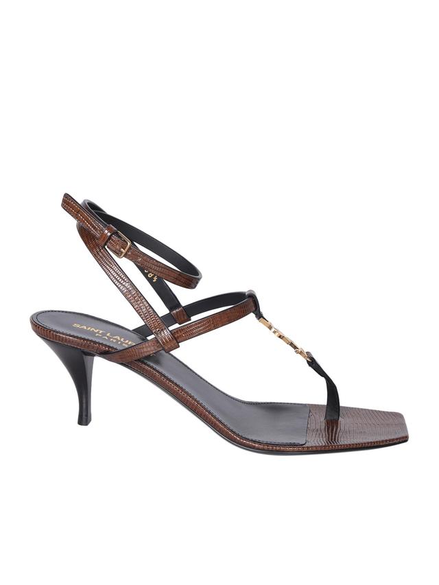 SAINT LAURENT Cassandra Brown Sandals Product Image