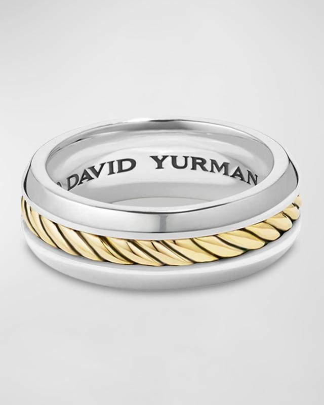 Mens Cable Inset Band Ring with 18K Yellow Gold Product Image