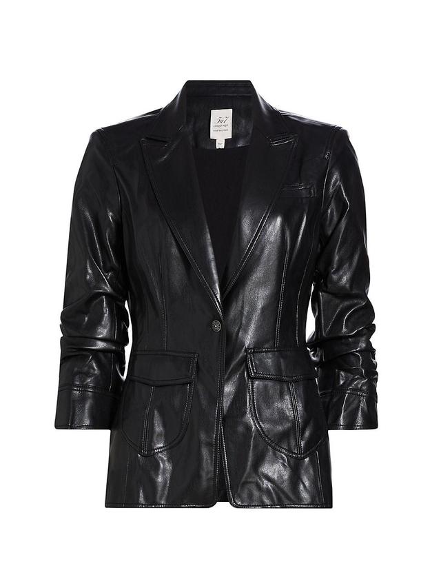 Womens Louisa Vegan Leather Scrunched Jacket Product Image