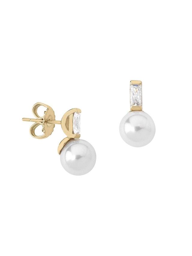 Womens Selene 18K Gold-Plated, Lab-Grown Pearl & Cubic Zirconia Earrings Product Image