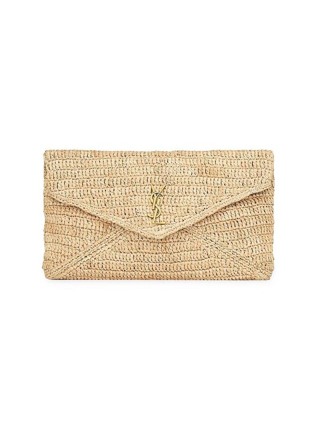 Womens Cassandre Large Envelope Pouch in Raffia Product Image