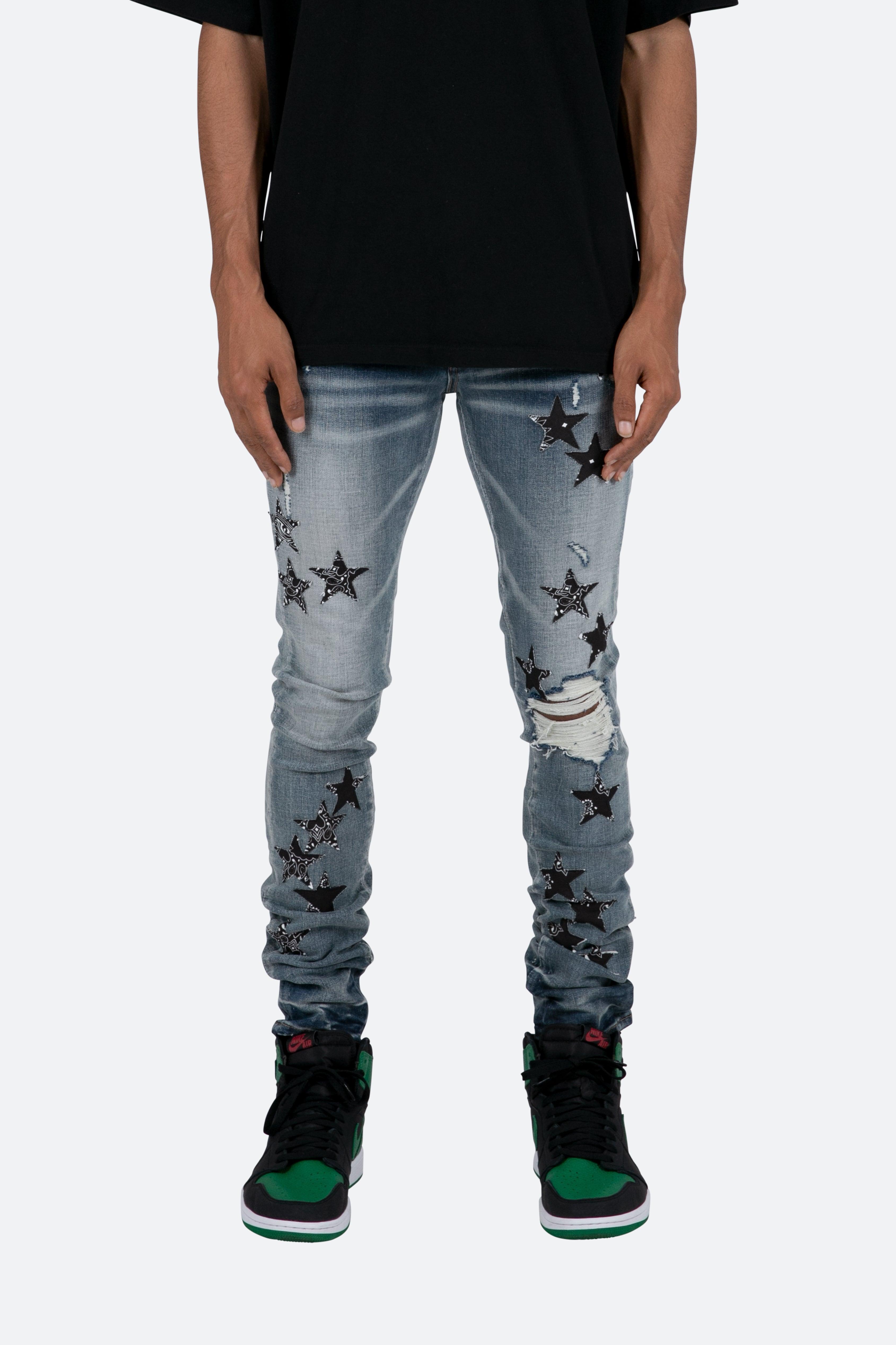 X462 Star Skinny Denim - Blue/Black Male Product Image