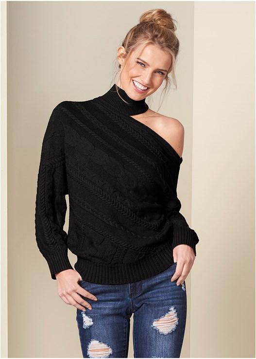 One-Shoulder Turtleneck Sweater Product Image