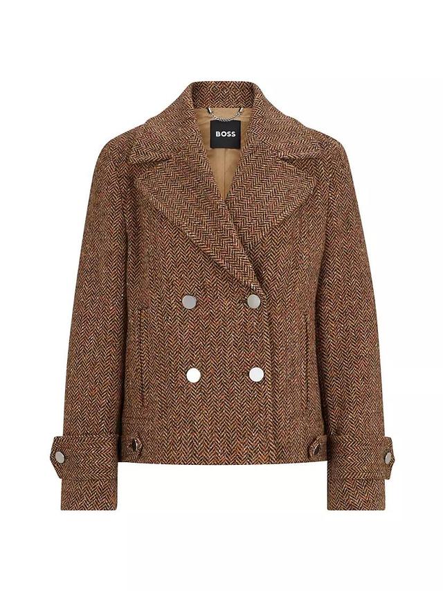 Regular Fit Double Breasted Coat in Herringbone Tweed Product Image