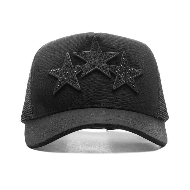 Crystal 3 Star Trucker Hat - Black/Black Male Product Image