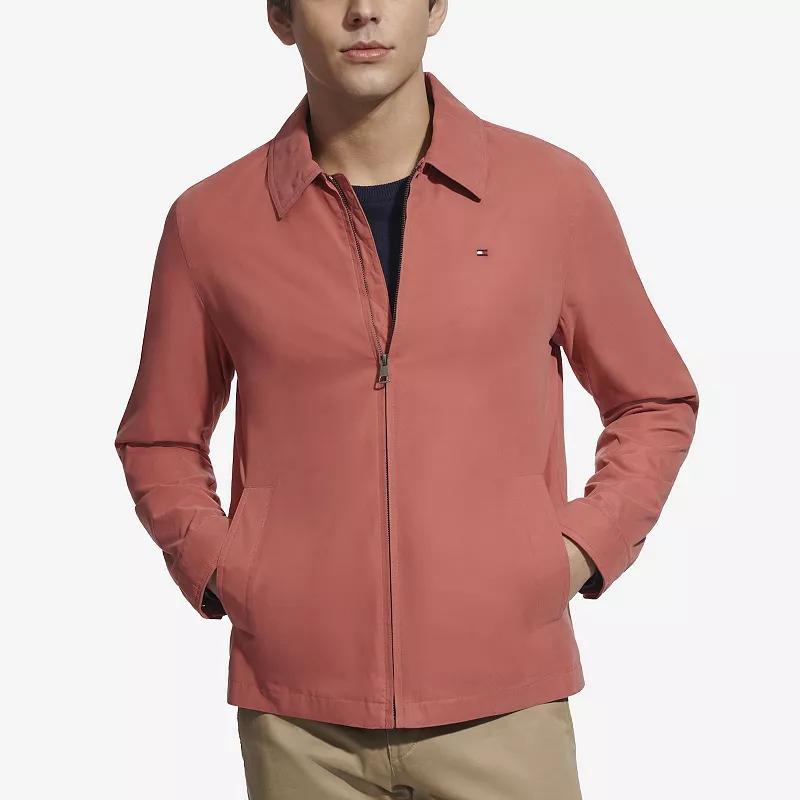 Mens Tommy Hilfiger Micro-Twill Golf Jacket Pink Red Product Image