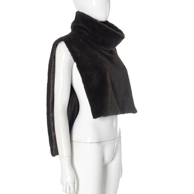 Stand Collar Plain Fluffy Shawl Product Image