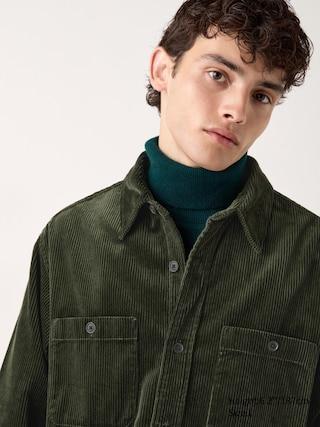 Mens Corduroy Overshirt Olive XS UNIQLO US Product Image