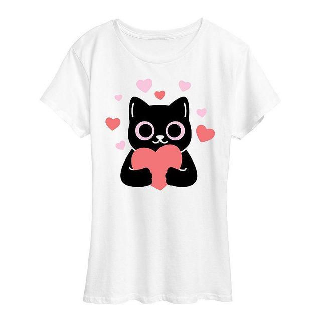 Womens Cat With Hearts Graphic Tee Product Image