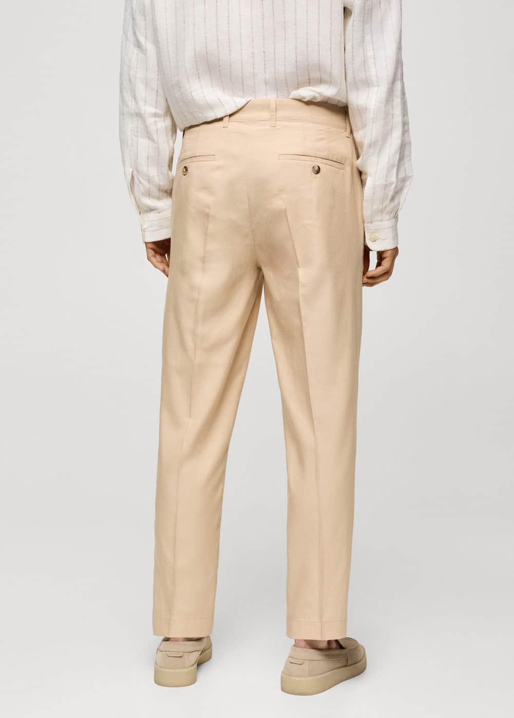 MANGO MAN - Cotton lyocell pleated pants vanillaMen Product Image