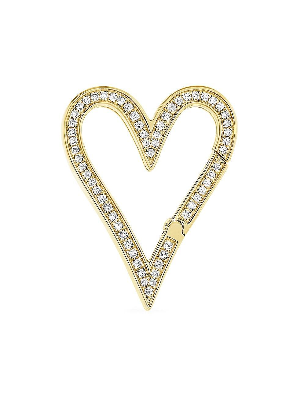 Womens 14K Yellow Gold & 0.14 TCW Diamond Heart Clasp Charm Product Image