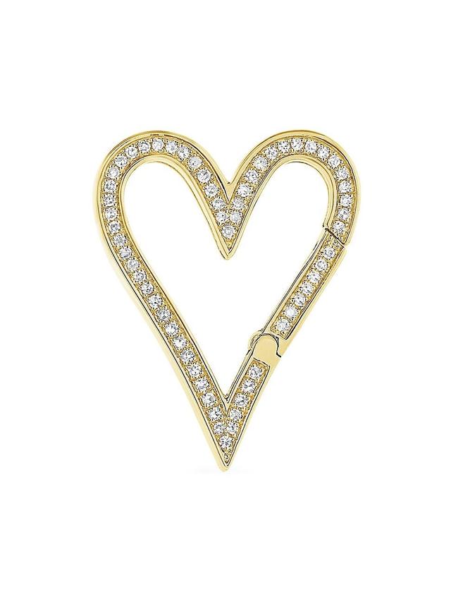 Womens 14K Yellow Gold & 0.14 TCW Diamond Heart Clasp Charm Product Image