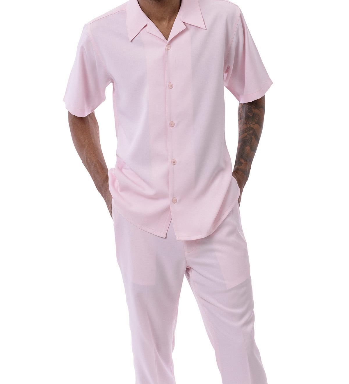 Solid Pink Walking Suit 2 Piece Short Sleeve Set Product Image