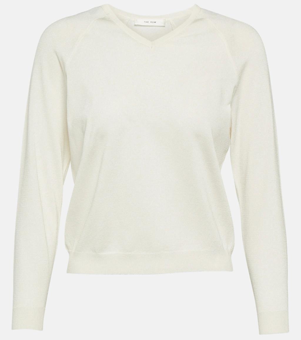 THE ROW Corin Silk-blend Sweater In White Product Image