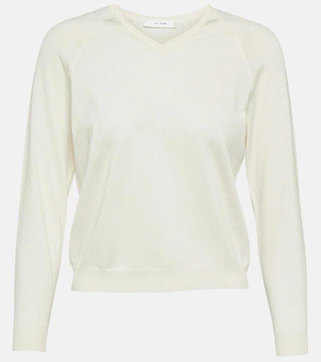 THE ROW Corin Silk-blend Sweater In White Product Image