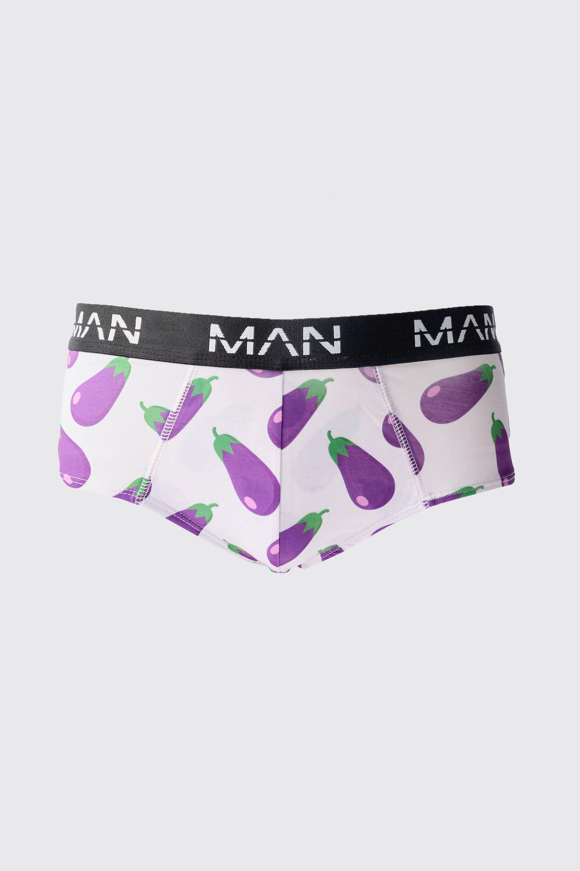 Mens Multi Man Aubergine Printed Briefs, Multi Product Image