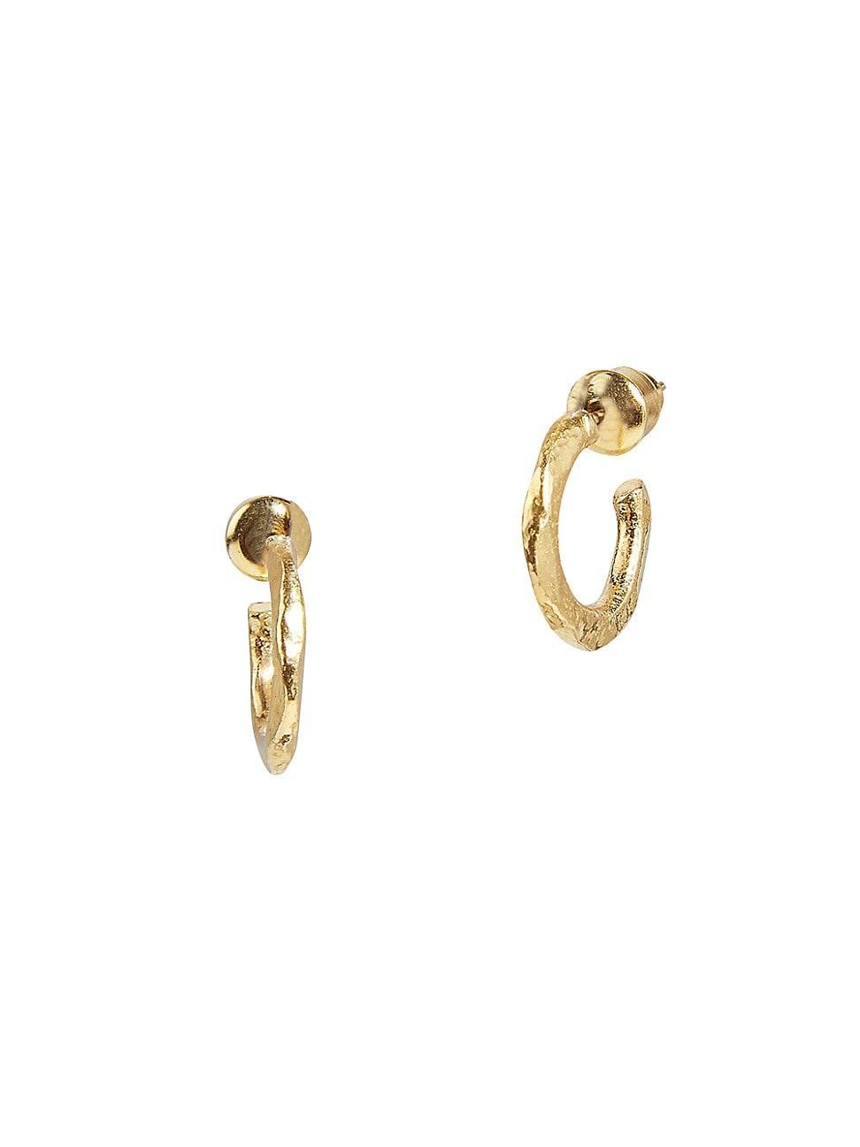 Womens Thor 22K & 24K Yellow Gold Small Hoop Earrings Product Image