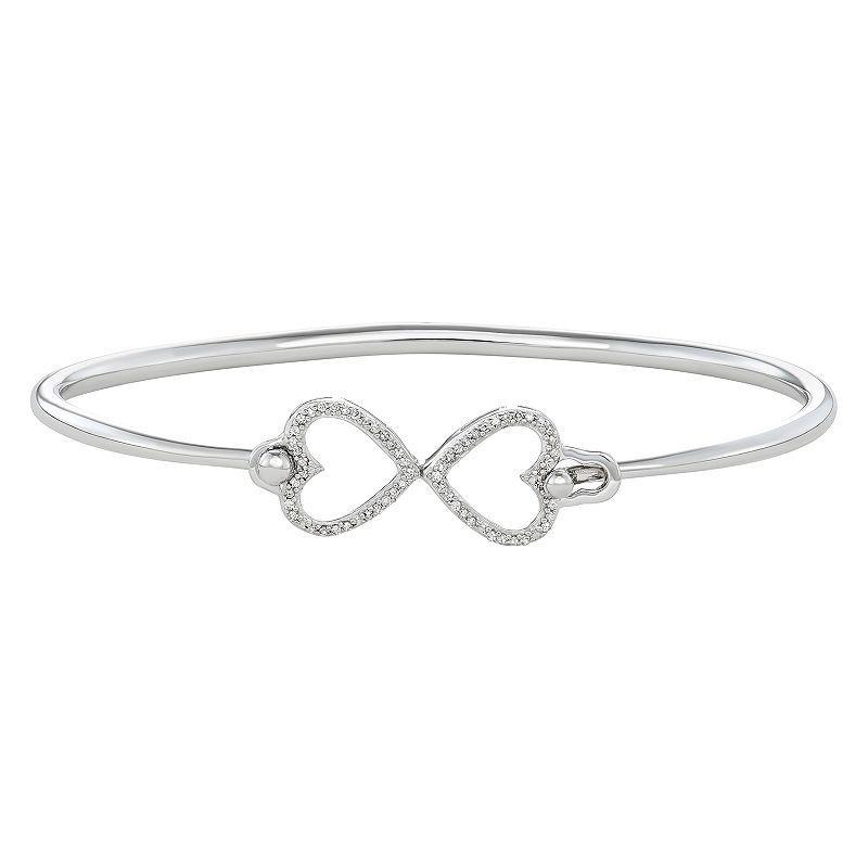 Sterling Silver 1/6 Carat T.W. Heart Bangle Bracelet, Womens Gold Tone Product Image