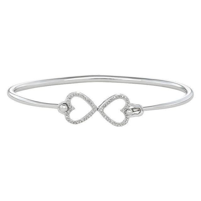 Sterling Silver 1/6 Carat T.W. Heart Bangle Bracelet, Womens Gold Tone Product Image