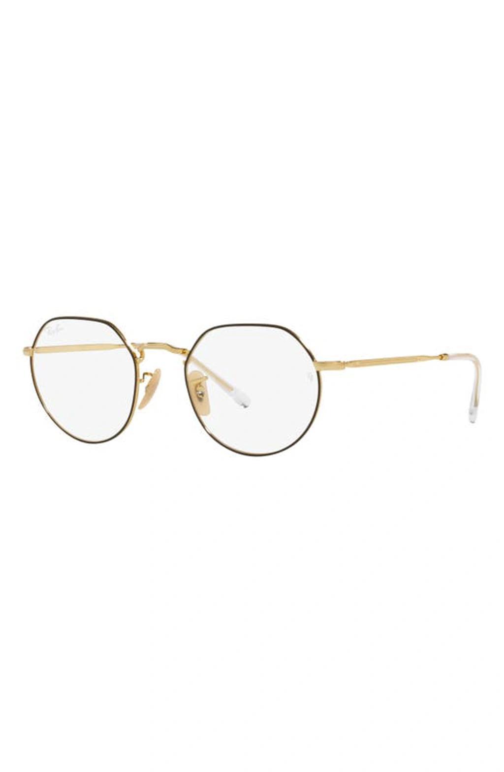 RAY BAN Jack 51mm Hexagonal Optical Glasses In Light Gold Product Image