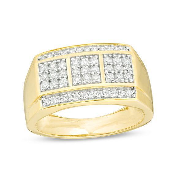 Men's 5/8 CT. T.w. Diamond Square Composite Three Stone Ring in 10K Gold Product Image