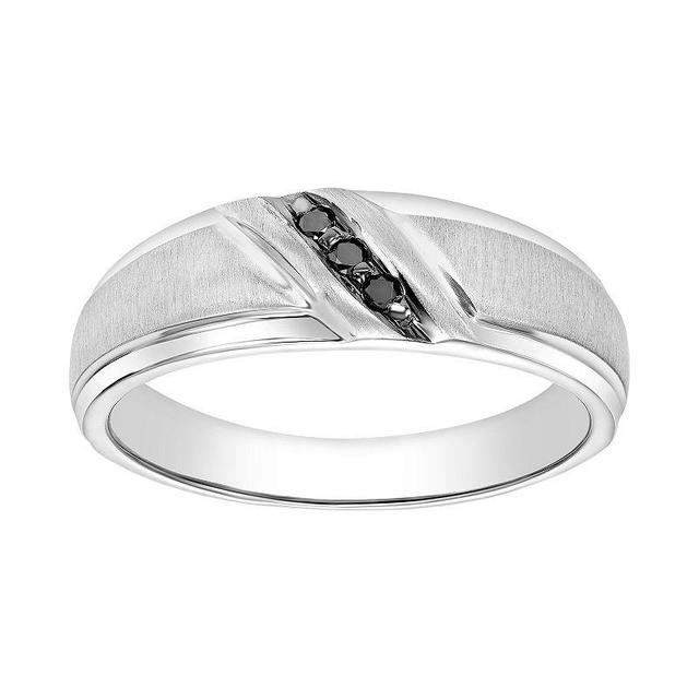 AXL Mens 10k White Gold Diamond Accent T.W. Black Diamond Channel Ring 10k Whgold Product Image