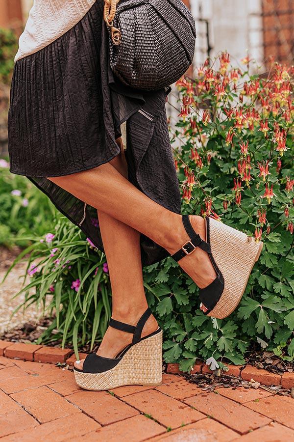 The Cailyn Faux Nubuck Wedge in Black Product Image