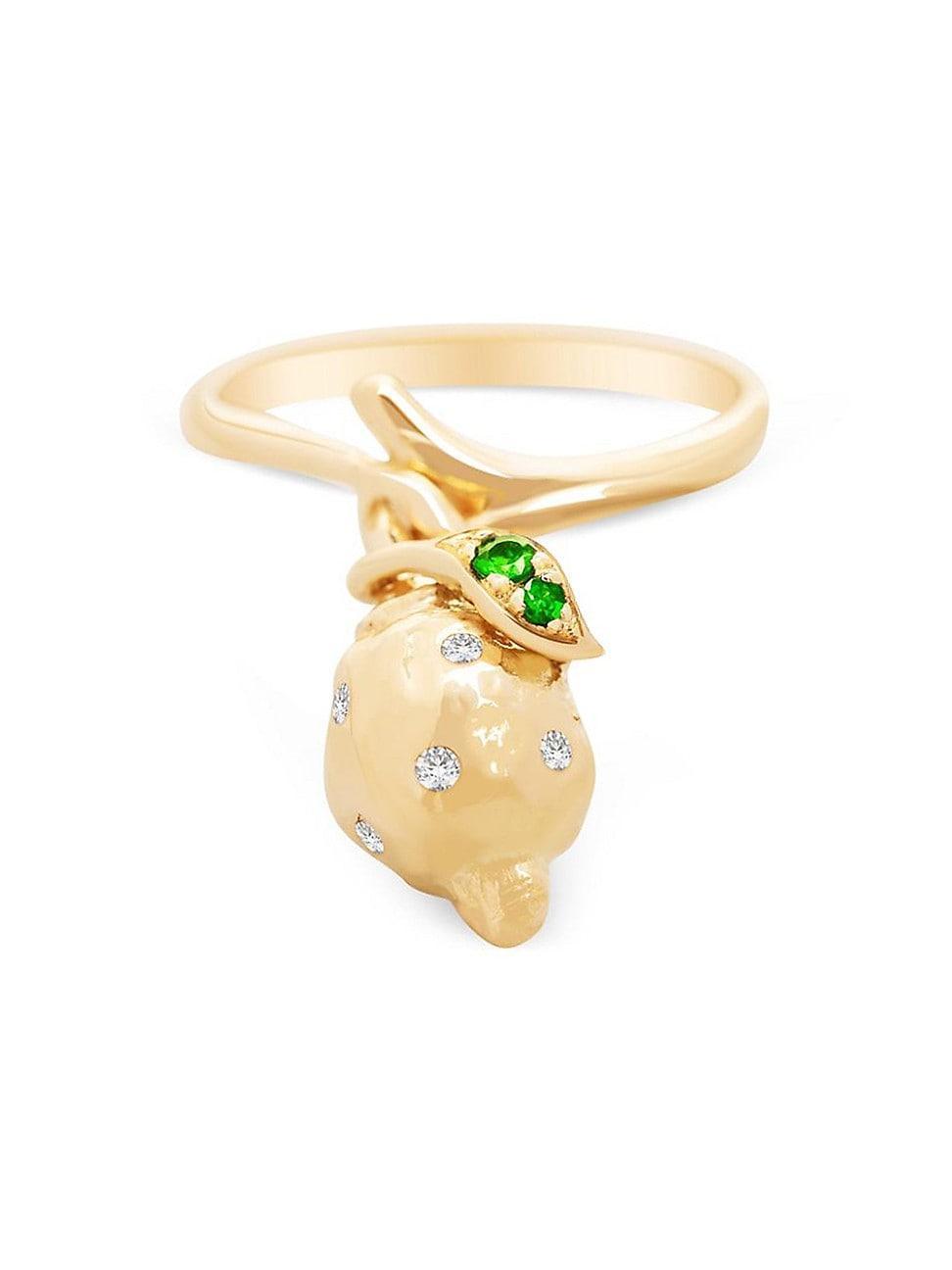 Womens Limoni Frutti 18K Yellow Gold, Tsavorite & 0.05 TCW Diamond Ring Product Image