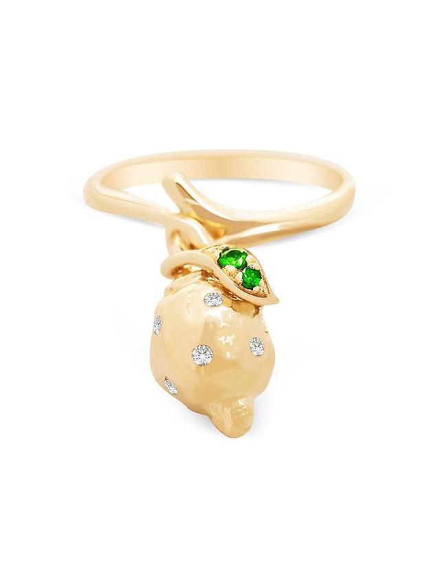 Womens Limoni Frutti 18K Yellow Gold, Tsavorite & 0.16 TCW Diamond Ring Product Image