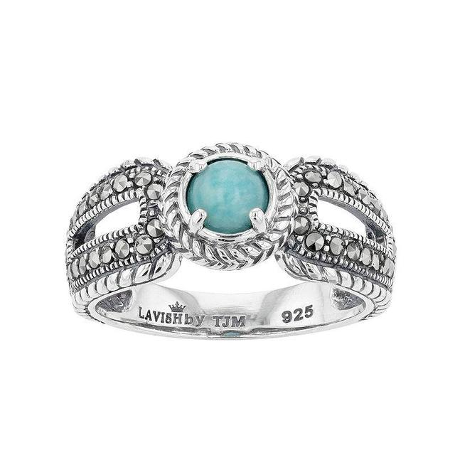 Lavish by TJM Sterling Silver Amazonite & Marcasite Ring, Womens Product Image