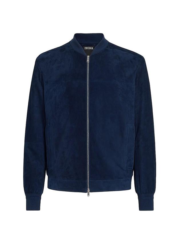 Mens Suede Bomber Jacket Product Image