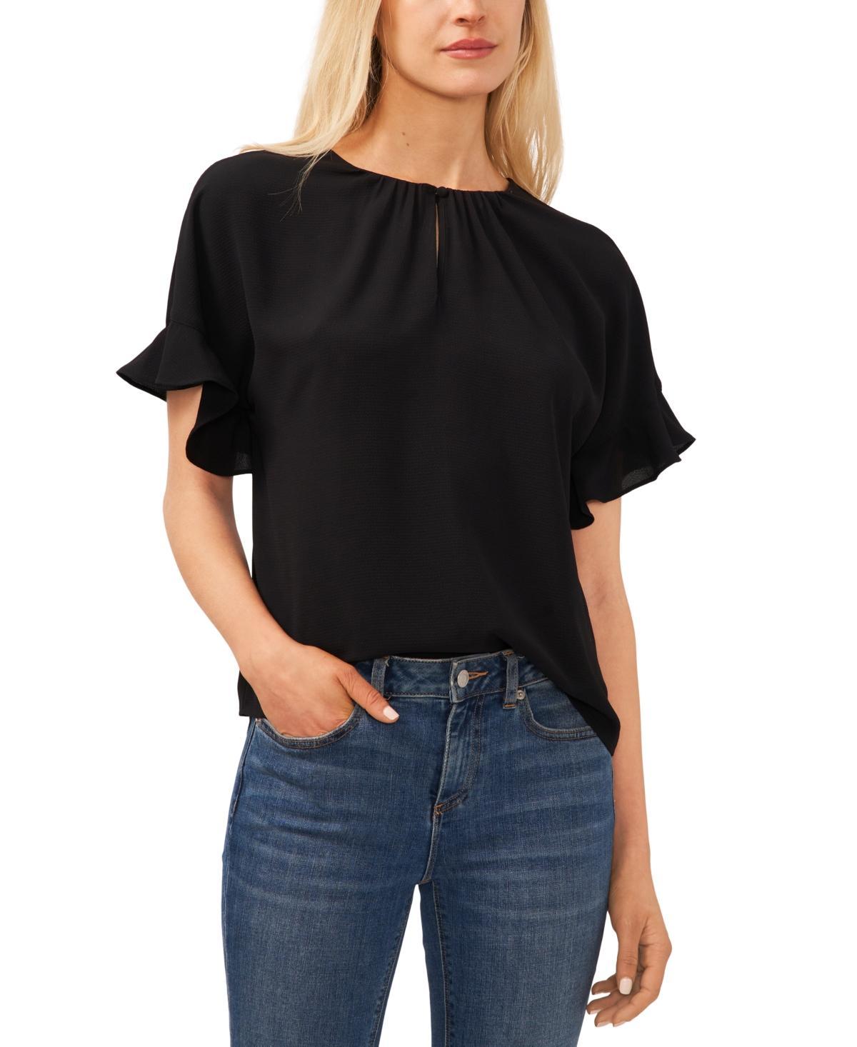 CeCe Ruffle Sleeve Crepe Blouse Product Image