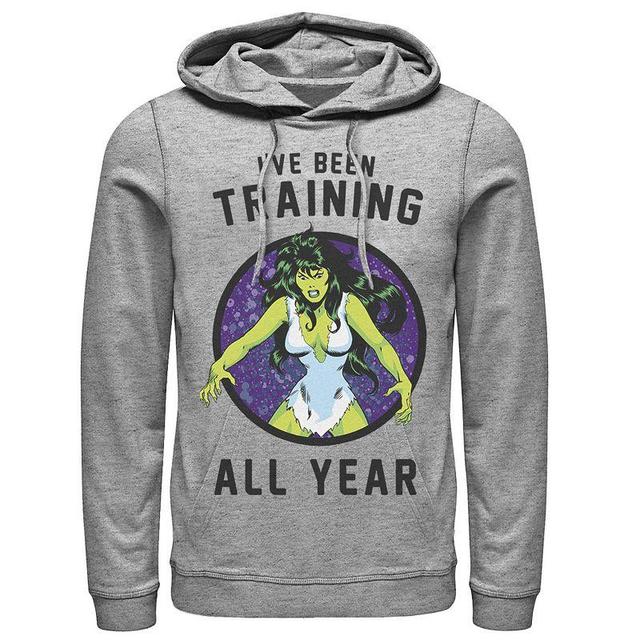 Mens Marvel She-Hulk Ive Been Training All Year Hoodie Athletic Grey Product Image