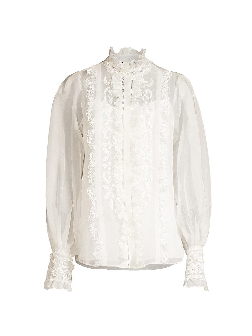 Womens Maison Embroidered Semi-Sheer Blouse product image