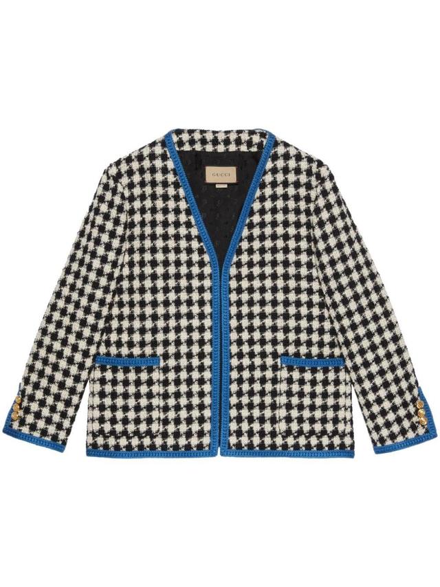 Gingham Tweed Jacket In Beige Product Image