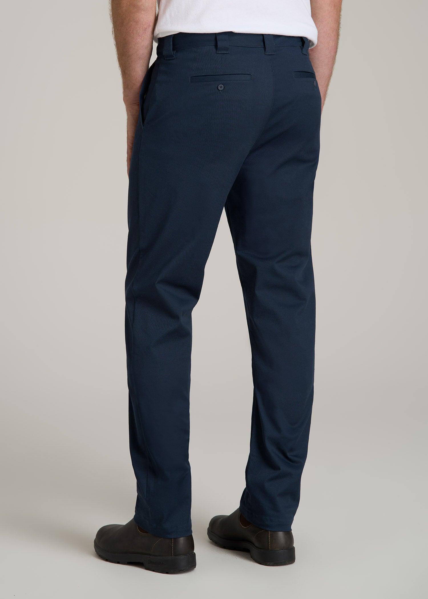 LJ&S Stretch Twill STRAIGHT-LEG Work Pants for Tall Men in Marine Blue Product Image